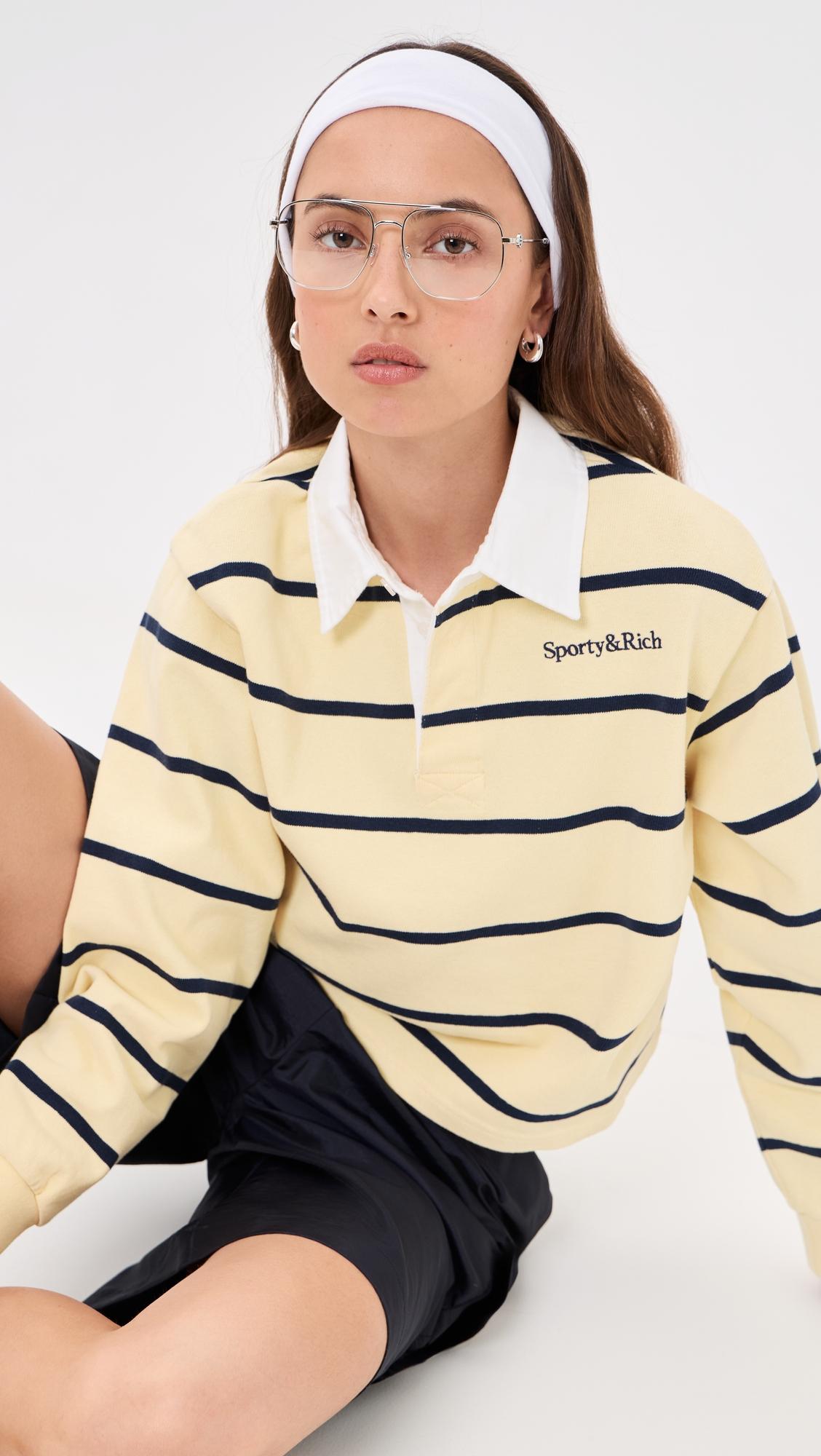 serif logo rugby polo top
