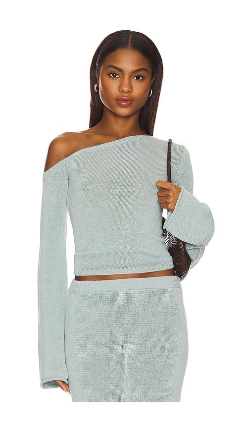 seroya alivia knit top in blue.