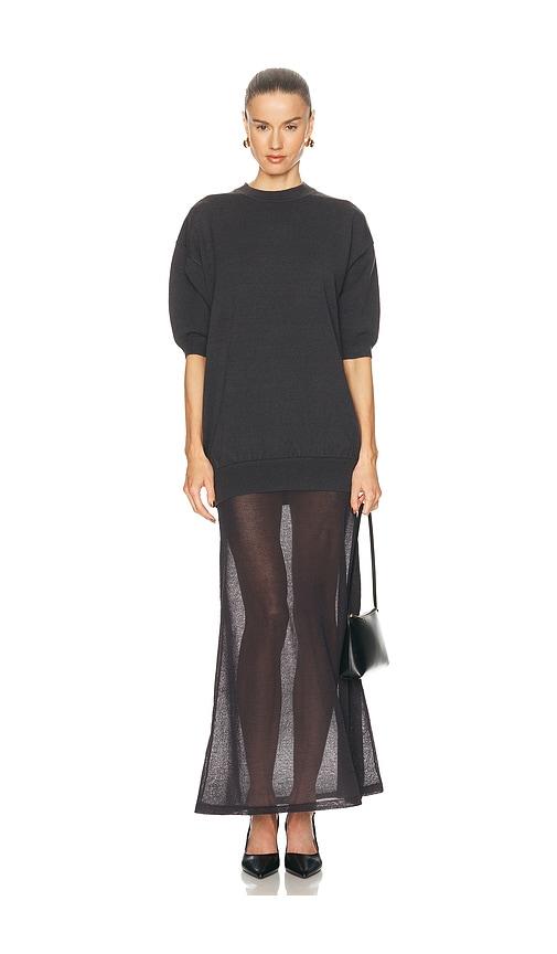 seroya arwen knit maxi dress in charcoal.