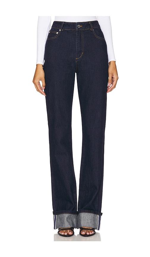 seroya ashton high rise slim flare jeans in denim-dark.