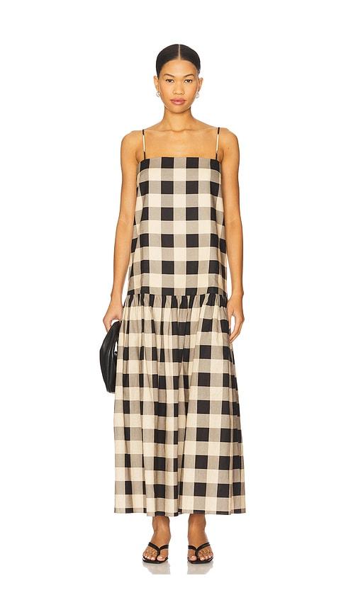 seroya aydan linen maxi dress in beige.