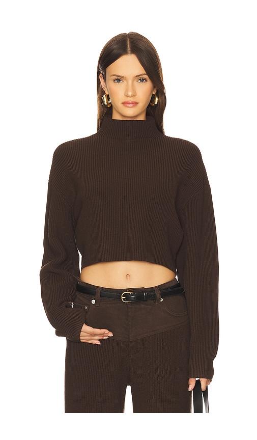 seroya carmen mid cropped sweater in brown.