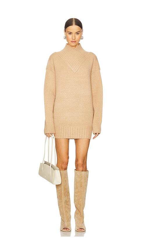 seroya dessa chunky knit sweater in tan.