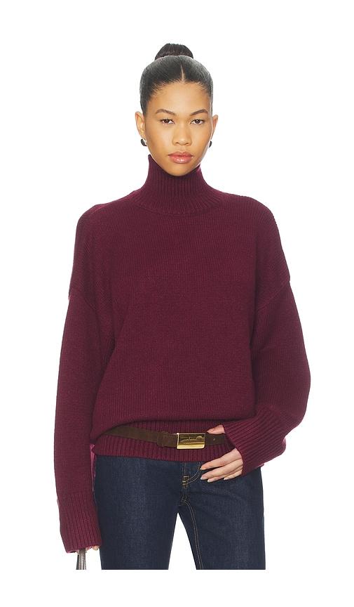 seroya elsa turtleneck sweater in burgundy.