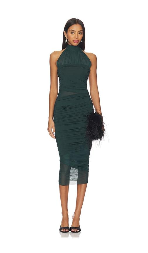 seroya esmee dress in dark green.