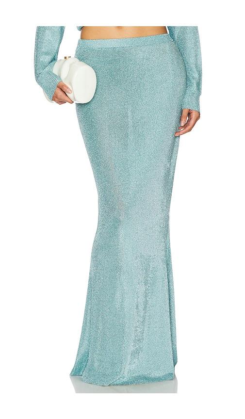 seroya harmony metallic knit skirt in bue.