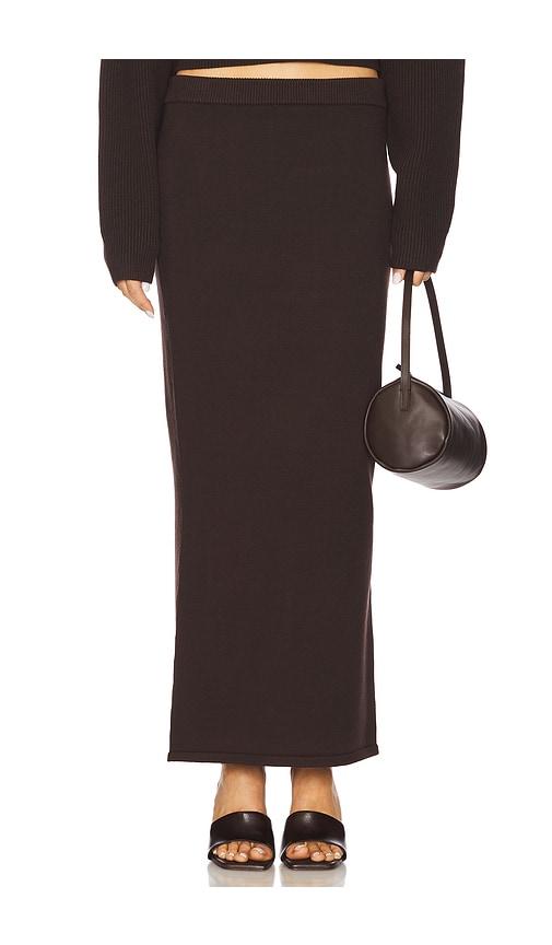 seroya java midi skirt in chocolate.
