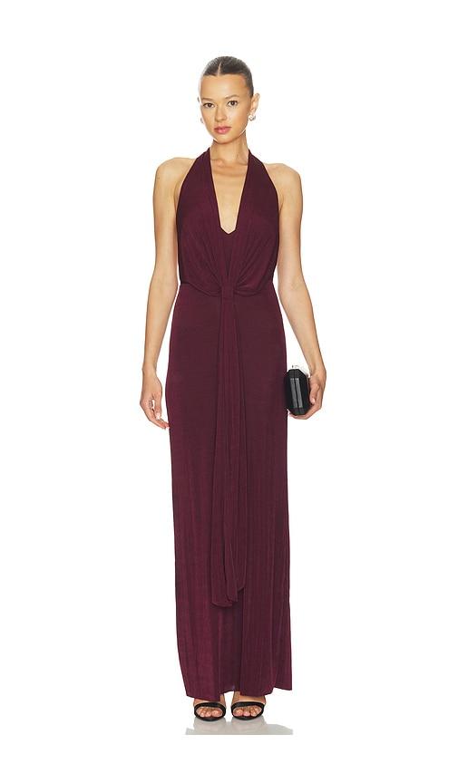 seroya kayla maxi dress in burgundy.