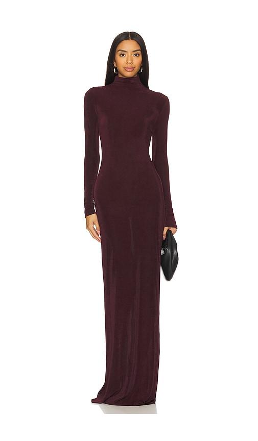 seroya kim maxi dress in wine.