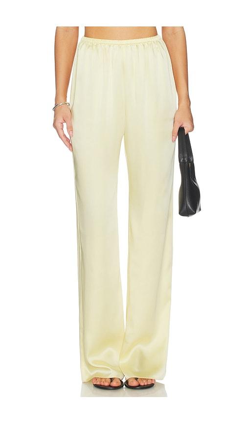 seroya lillian satin pant in yellow.
