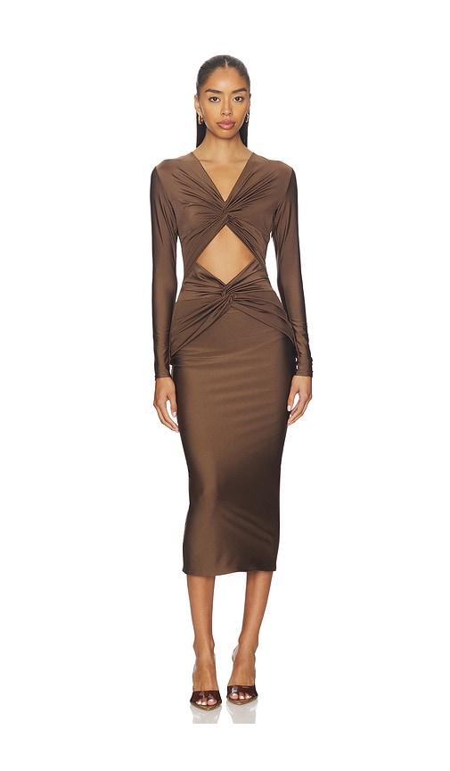 seroya maida dress in brown.