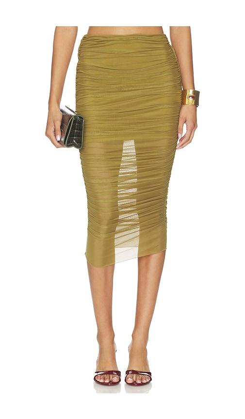 seroya maja skirt in olive.