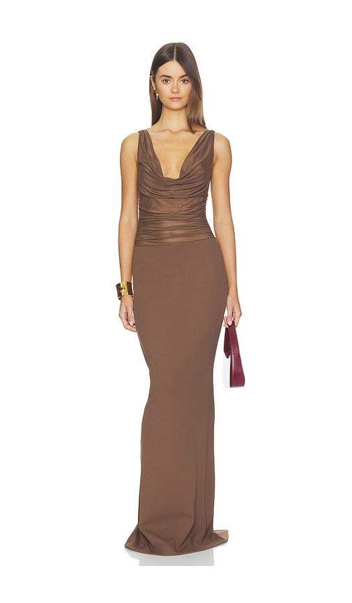 seroya marla dress in brown.