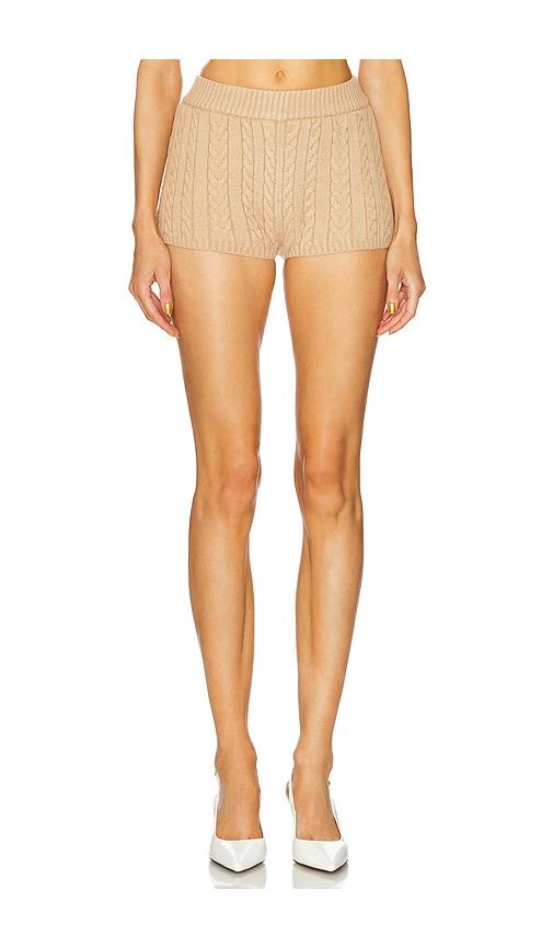 seroya molly cable knit hot short in tan.