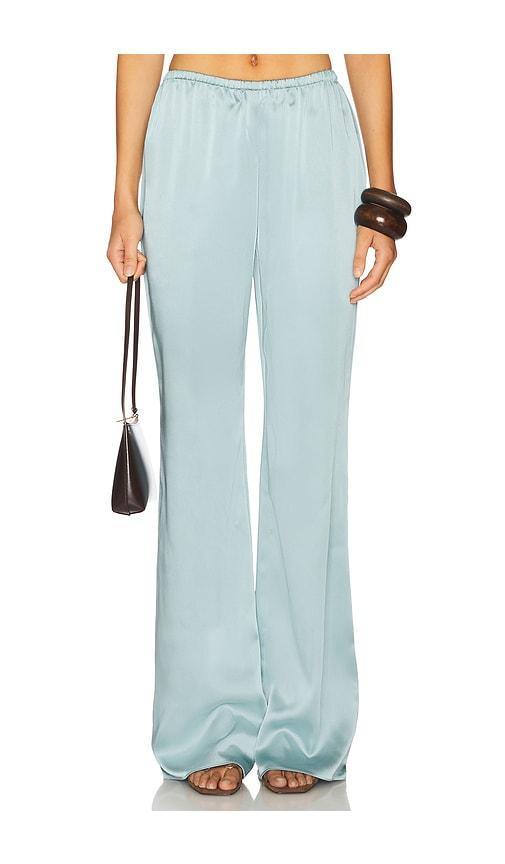 seroya viva satin pants in blue.