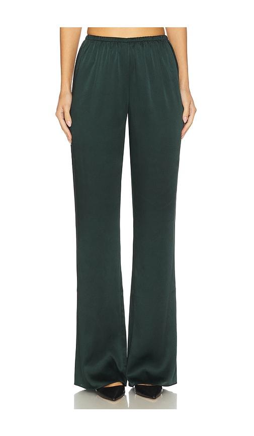 seroya viva satin pants in dark green.