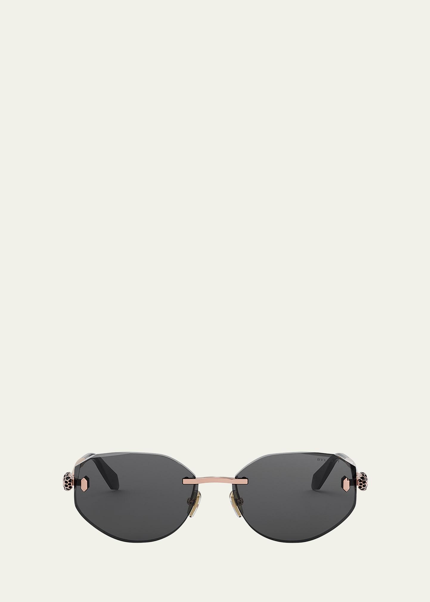 serpenti forever rimless oval metal sunglasses
