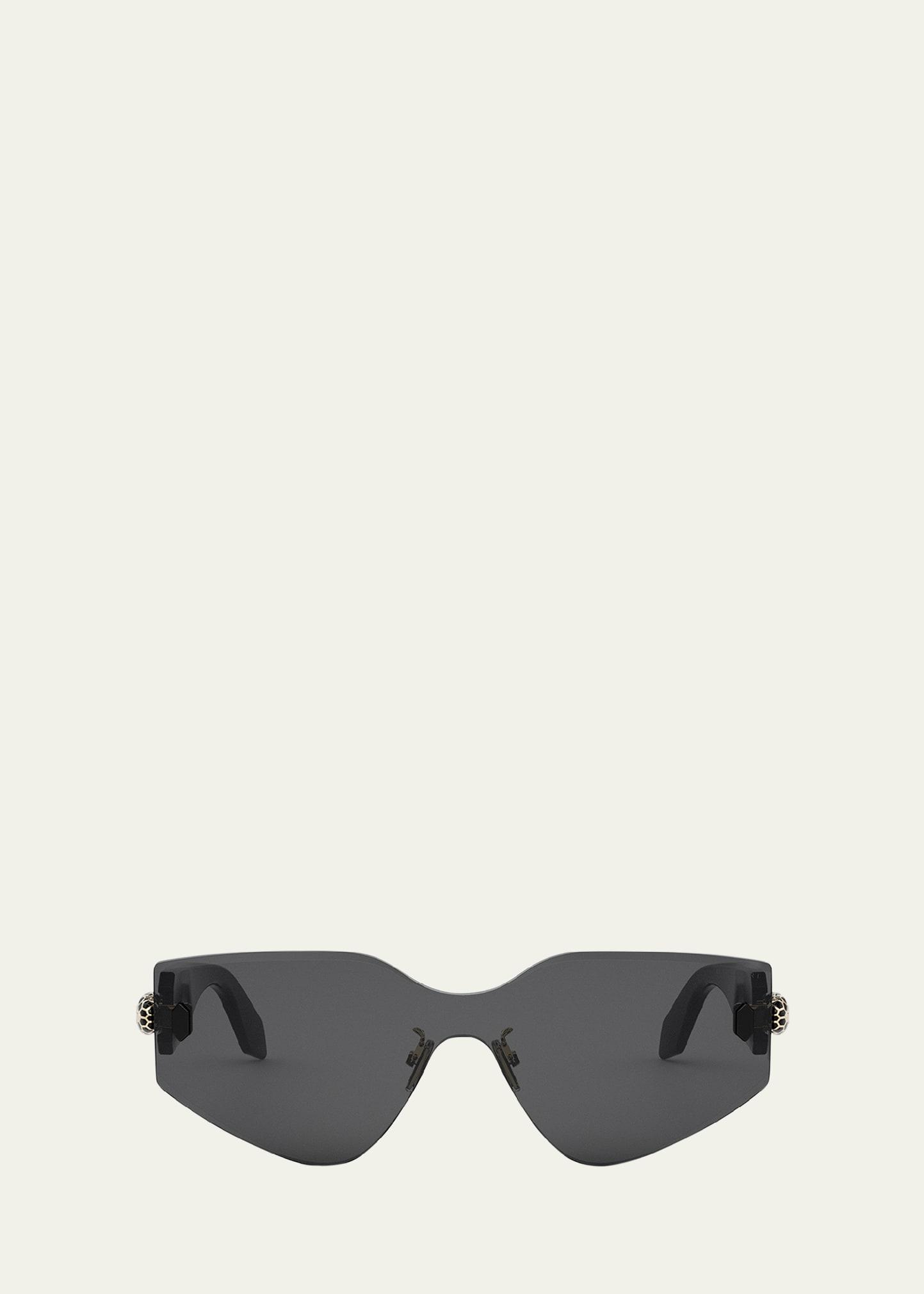 serpenti rimless metal & nylon shield sunglasses