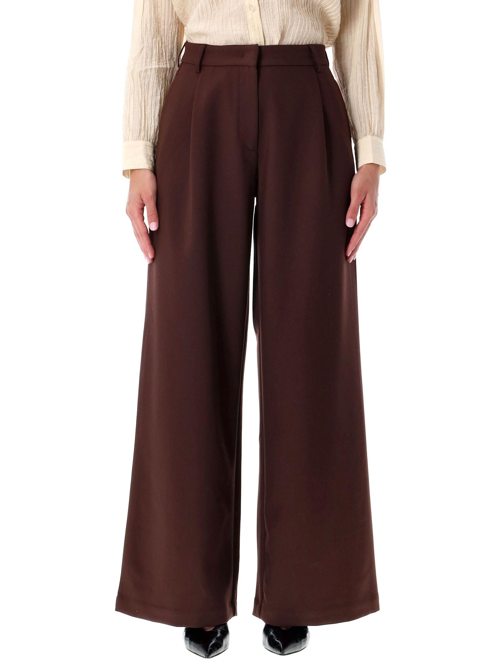 sessùn brown wide-leg trousers in broken twill