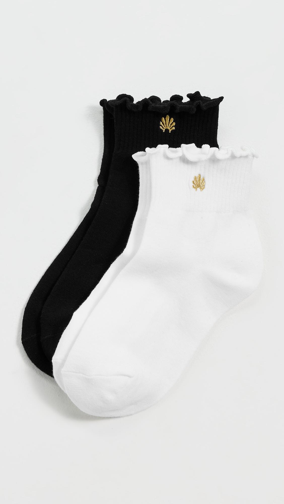 set of 2 ruffle hem socks