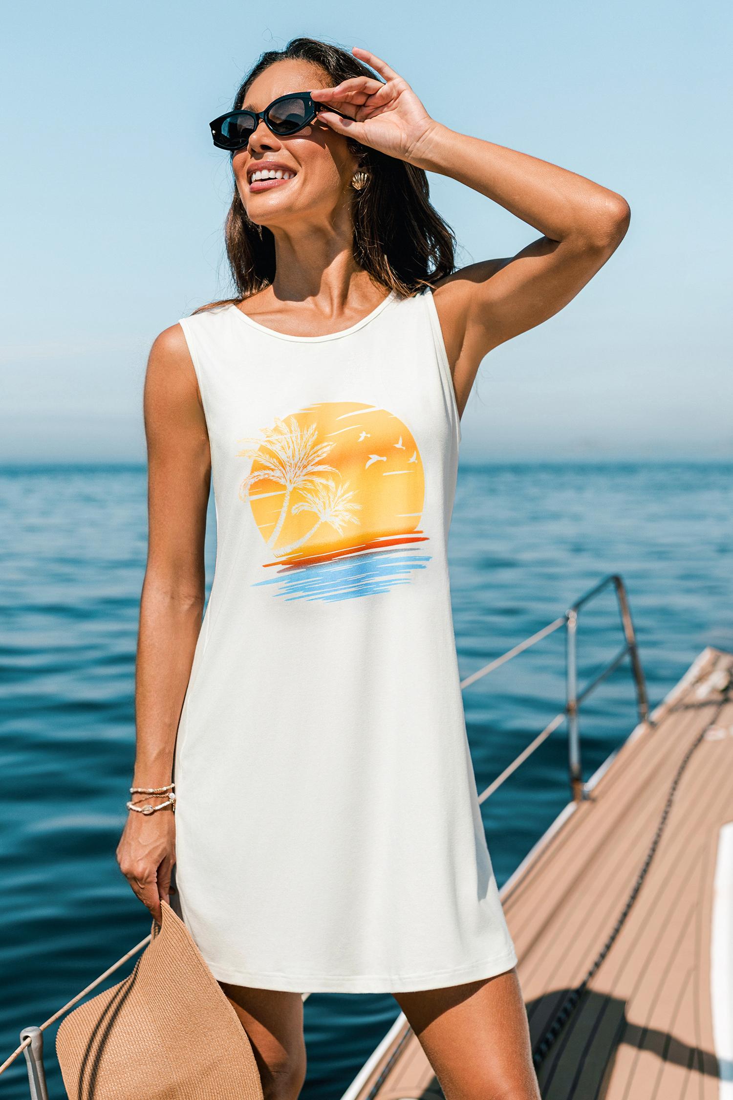 setting sun graphic mini dress - l