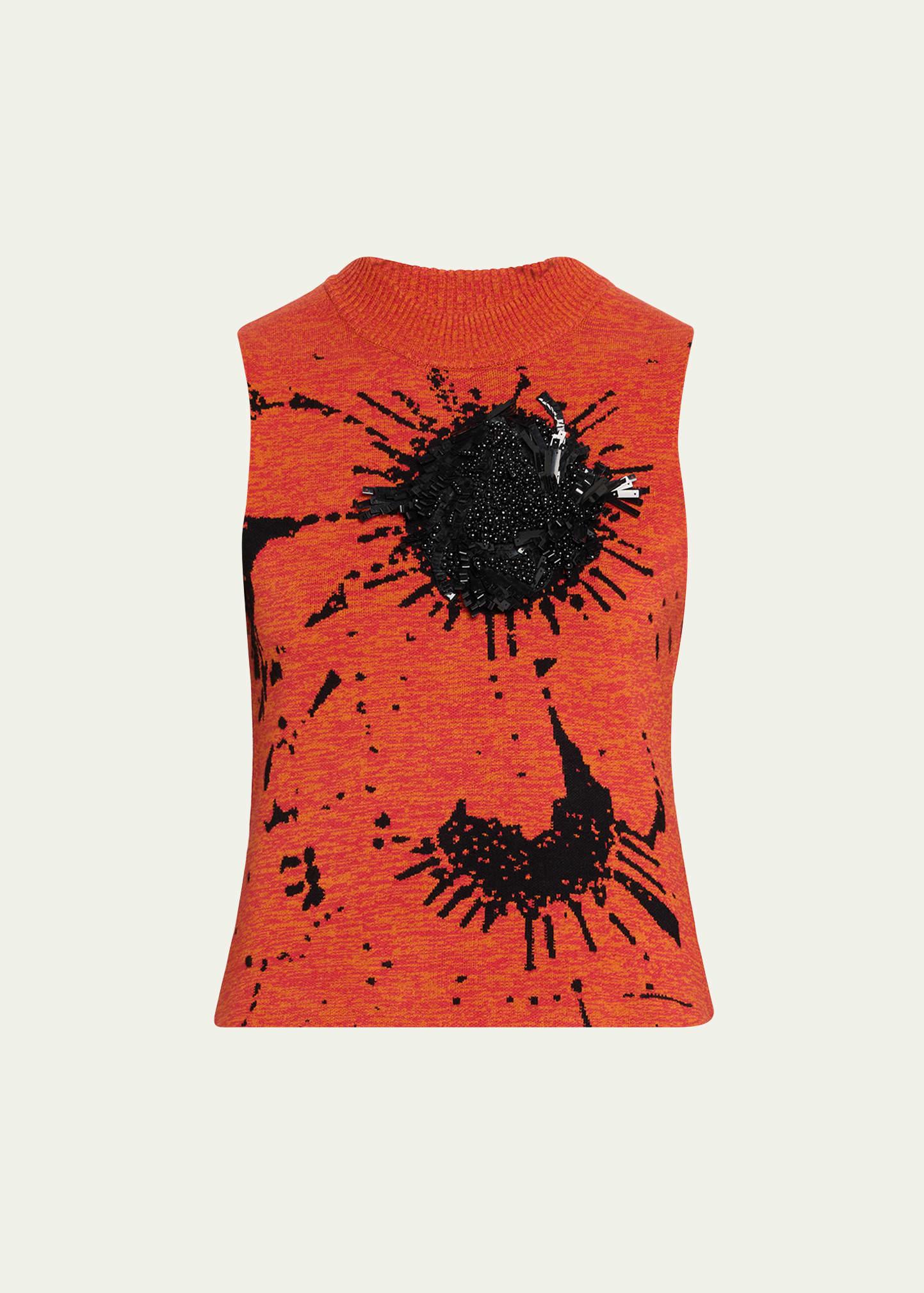 seurat embellished flower knit tank top