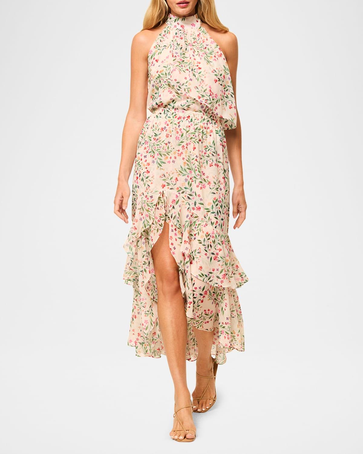 seva asymmetric chiffon midi skirt