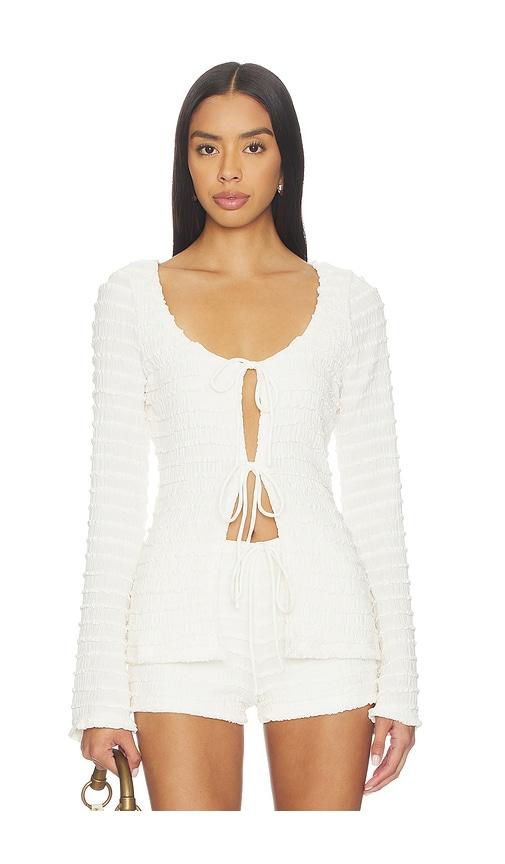 seven wonders adalee ruffle texture top in white.