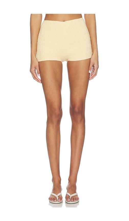 seven wonders adora shirred hot short in lemon.