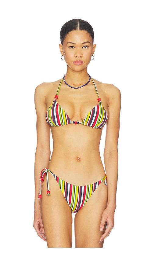 seven wonders amoree triangle bikini top in red,black.