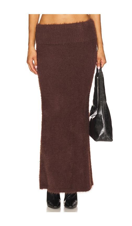 seven wonders anneliese maxi skirt in chocolate.
