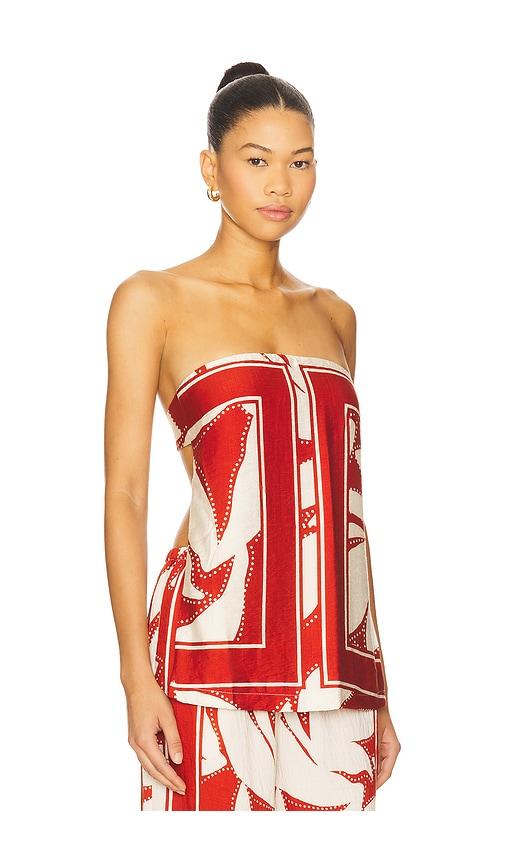 seven wonders arlette strapless top in red.