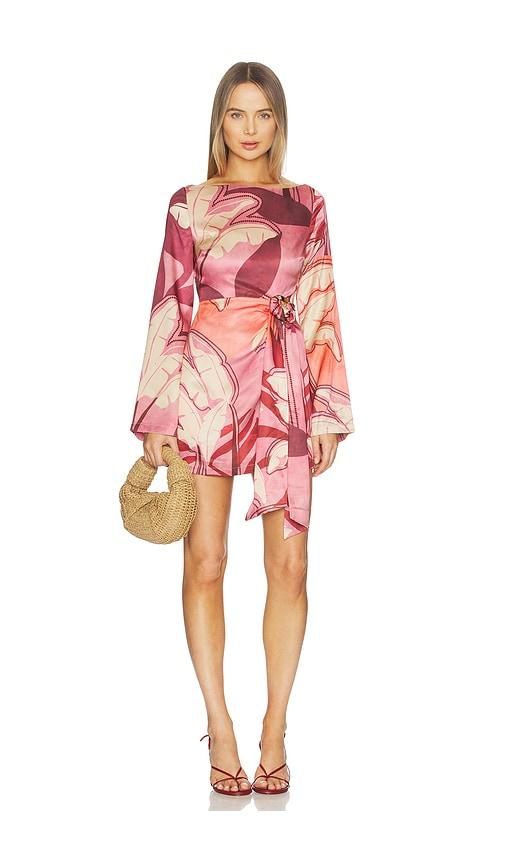 seven wonders kaeli long sleeve mini dress in blush.