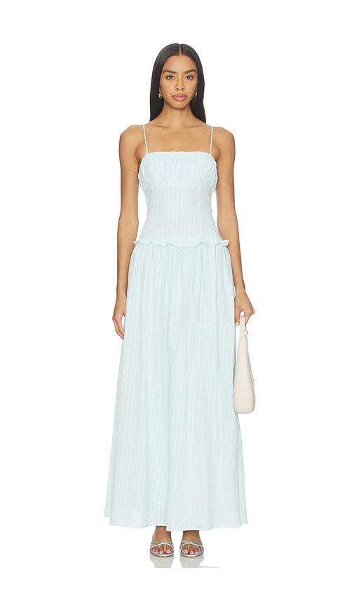 seven wonders keily square neck maxi dress in baby blue.