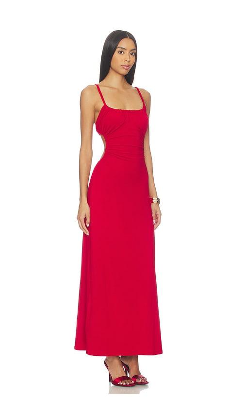 seven wonders myla braided cut out maxi dress in red.