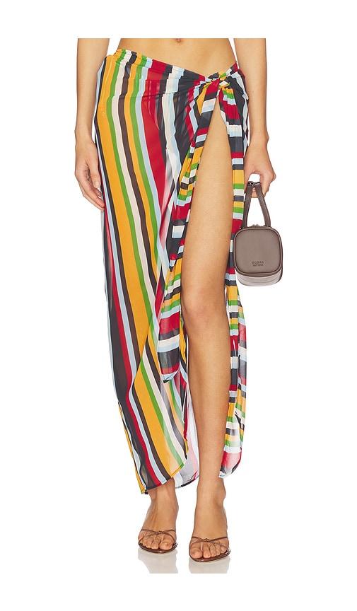 seven wonders xyla front tie maxi skirt in red,black.