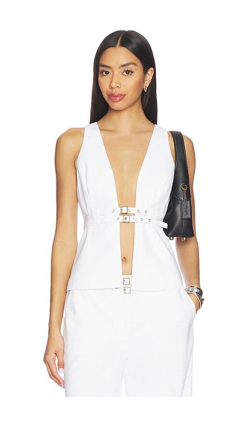 seven wonders zaylee buckle vest in white.