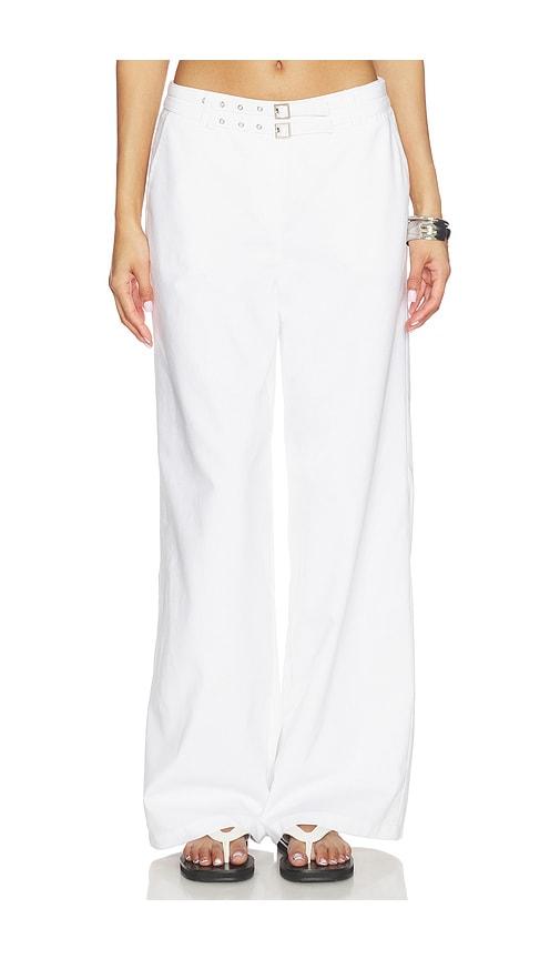 seven wonders zaylee buckle wide leg pant in white.