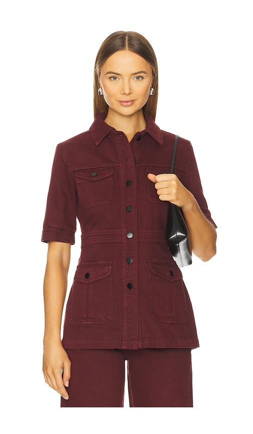 seventy + mochi ani jacket in burgundy.