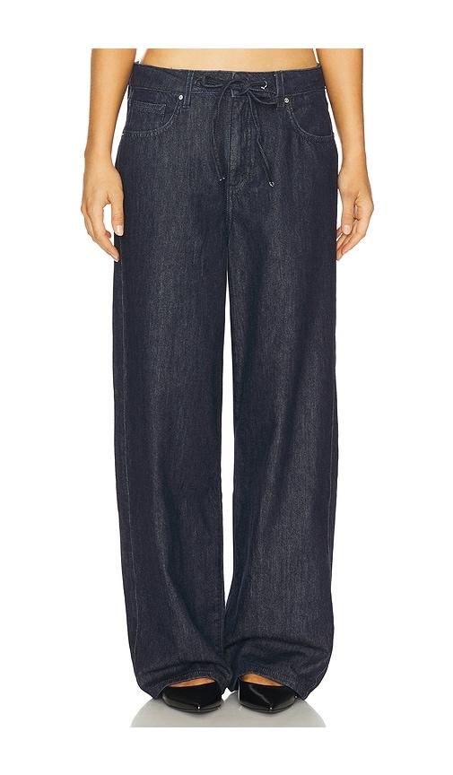 seventy + mochi blake wide leg jeans in blue.