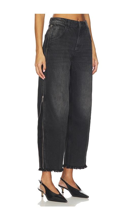 seventy + mochi bo zip wide leg jeans in black.