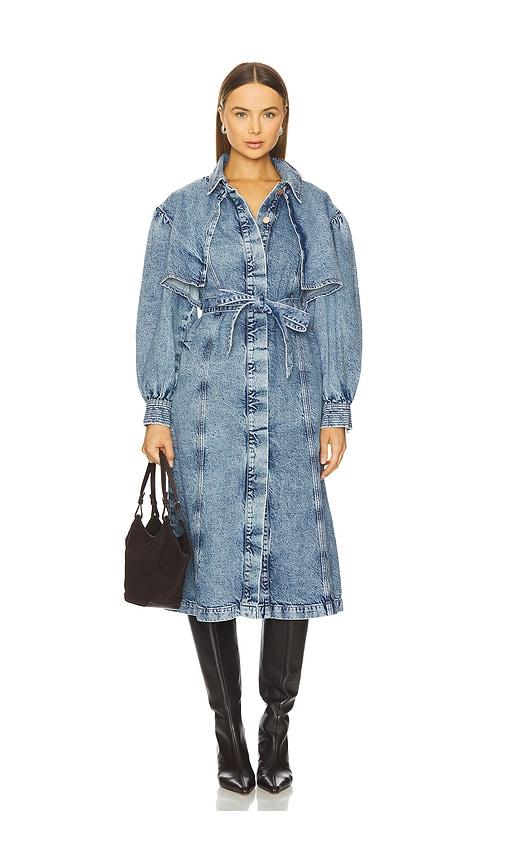 seventy + mochi bonnie trench in blue.