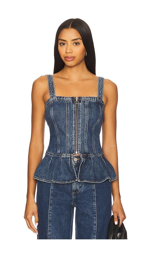 seventy + mochi mila top in blue.