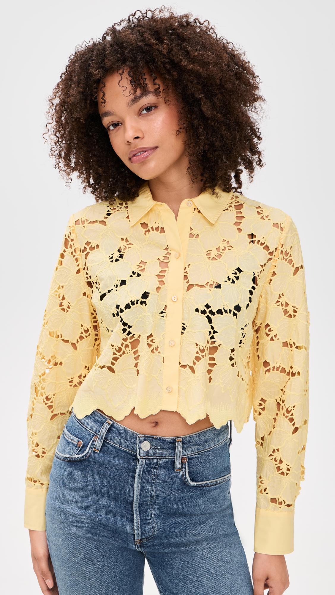 seychelle cropped button down