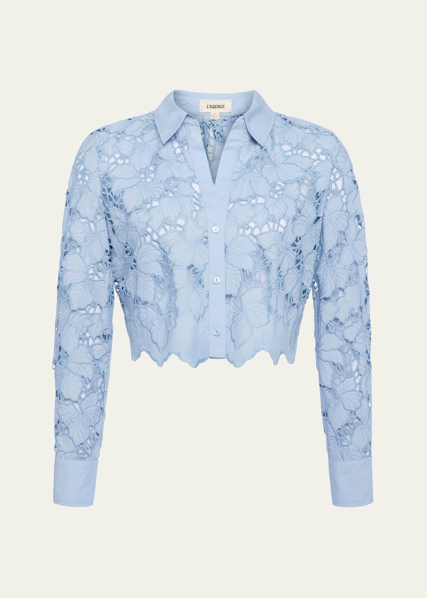 seychelle floral eyelet-embroidered cropped shirt