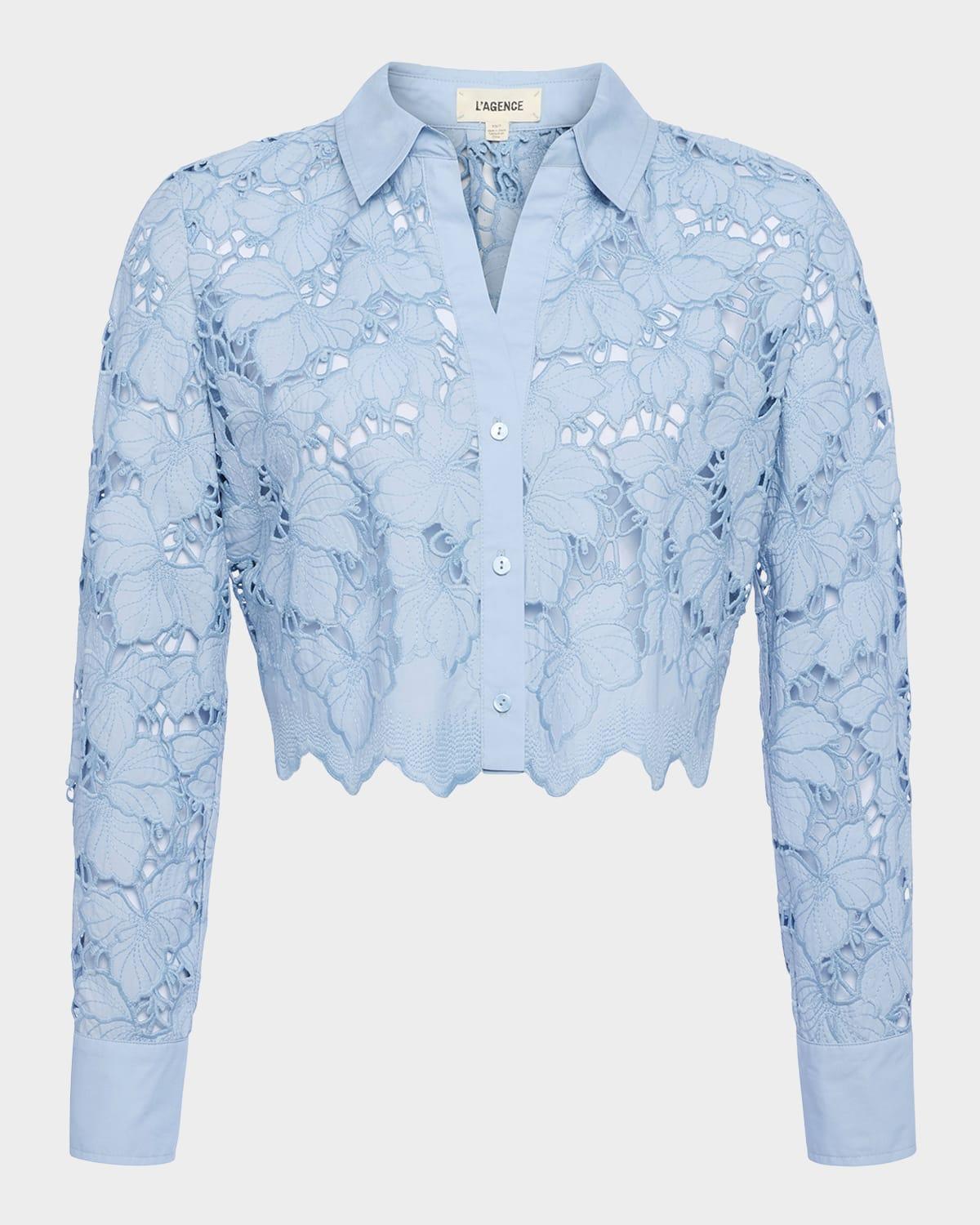 seychelle floral eyelet-embroidered cropped shirt