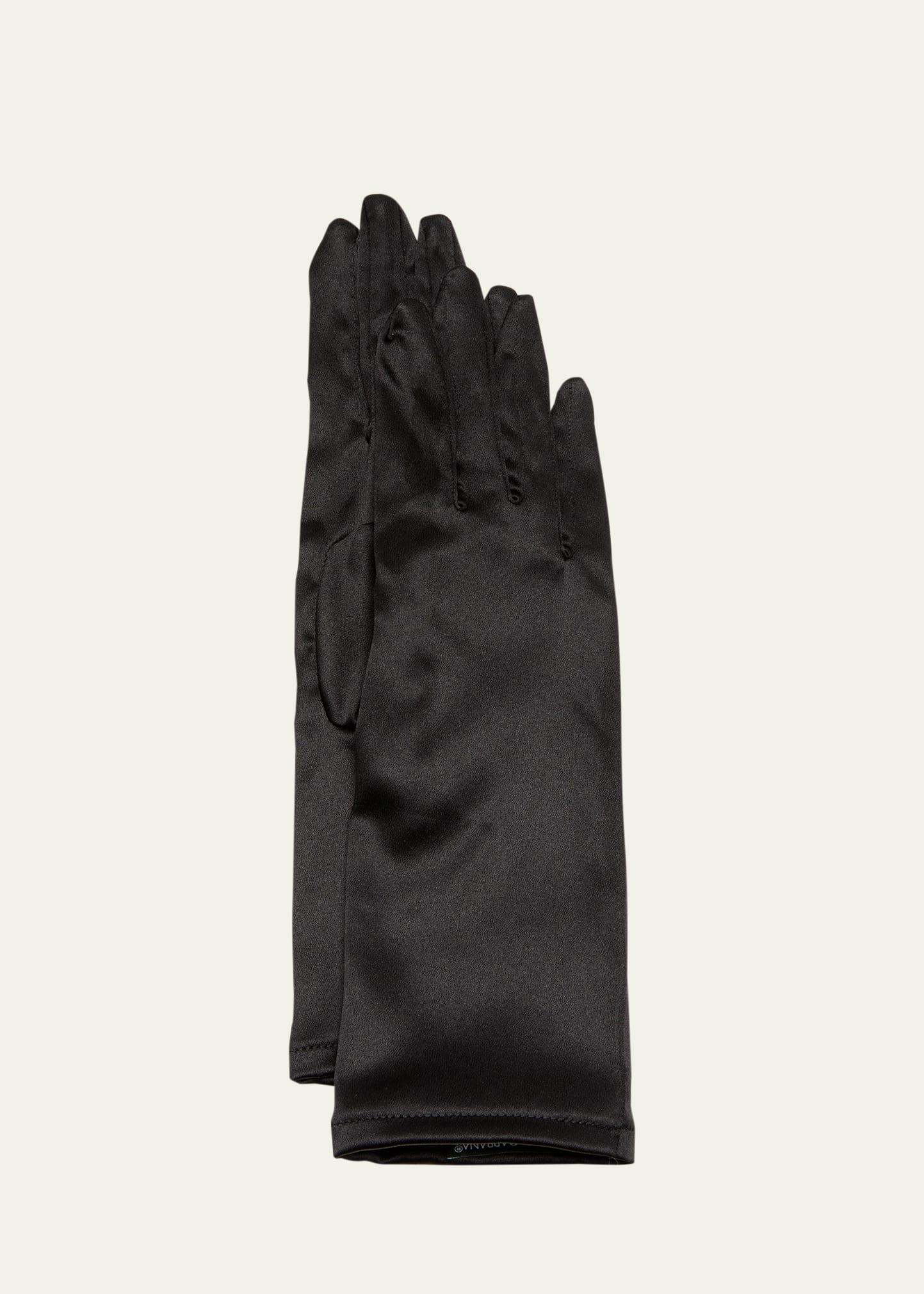 sfilata short black satin gloves