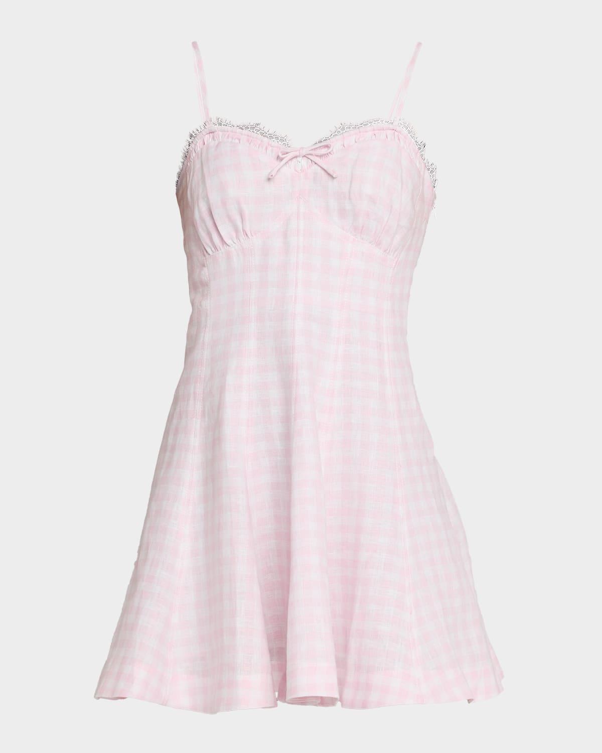 shai linen gingham mini dress