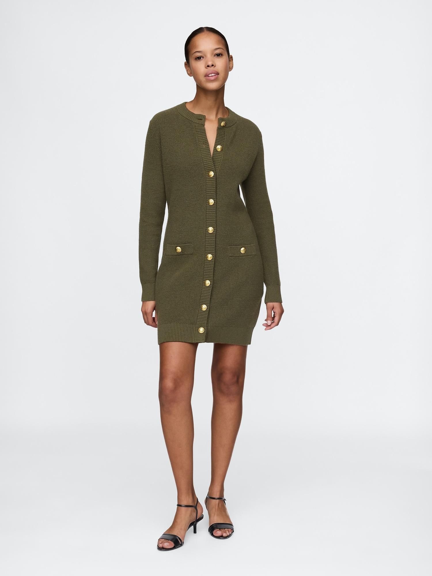 shaker-stitch mini sweater dress