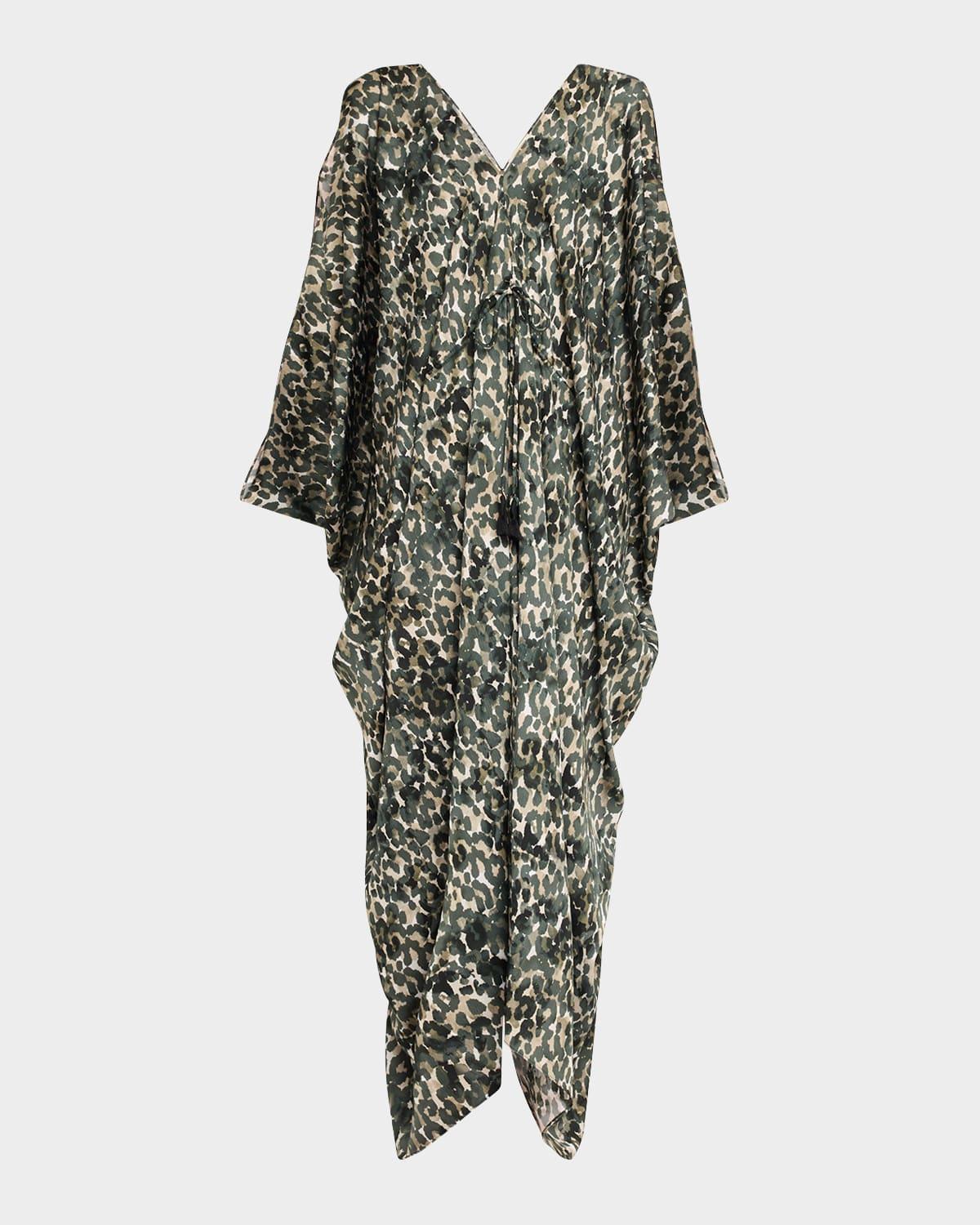 shalev leopard satin maxi dress